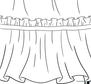 Black and white line art of fabric ruffles with clear, bold outlines for easy coloring by children