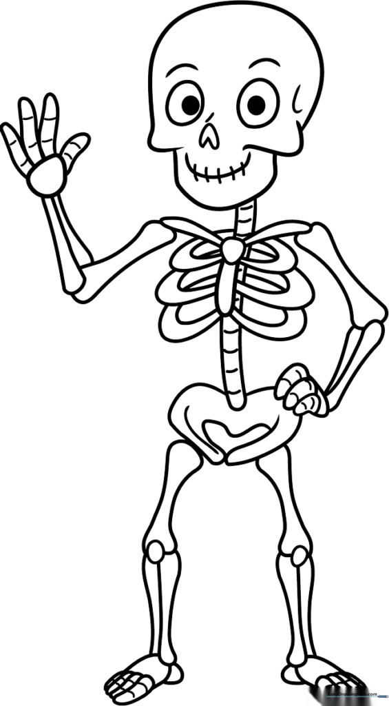 Cartoon Skeleton Coloring Sheet
