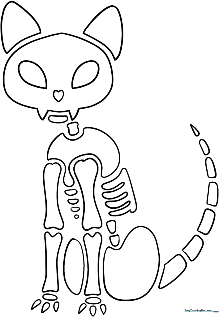 Cat Skeleton Coloring Sheet