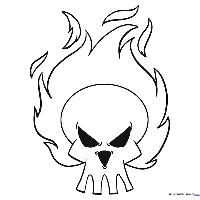 Flaming Skull Coloring Sheet