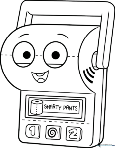 Black and white line art of Smarty Pants from Toy Story featuring clean outlines for easy coloring by children.