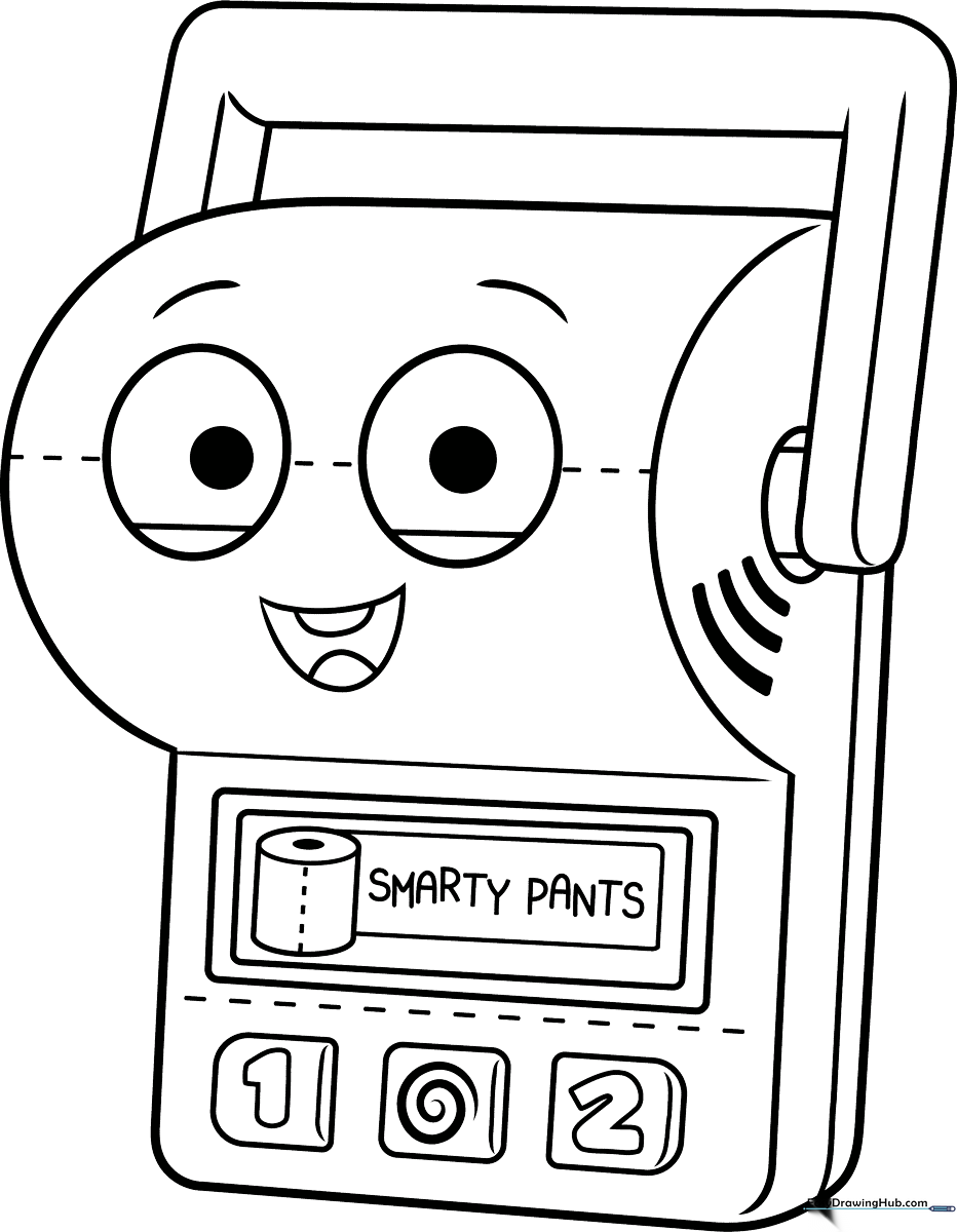 Black and white line art of Smarty Pants from Toy Story featuring clean outlines for easy coloring by children.