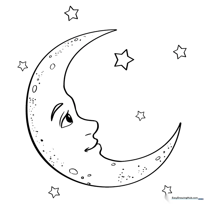 Crescent Moon Coloring Sheet