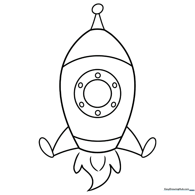 Easy Cartoon Space Rocket Coloring Sheet
