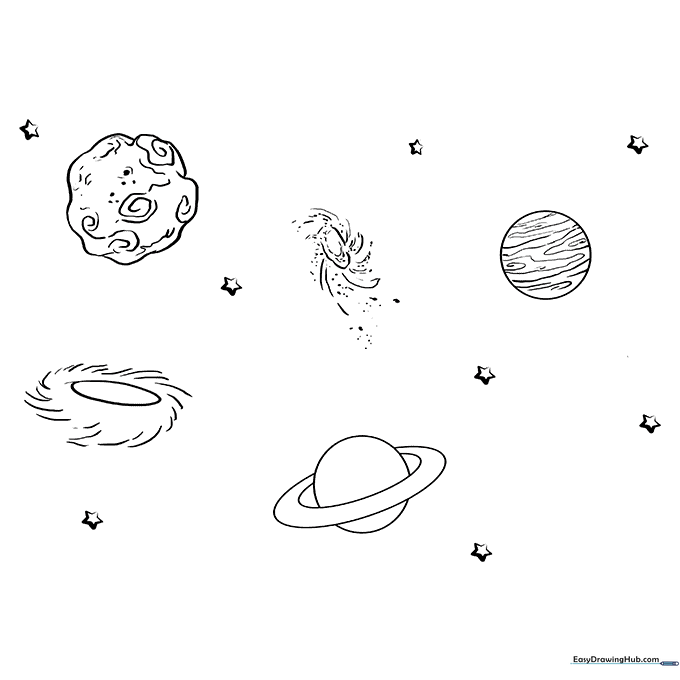 Solar System Scene Coloring Page