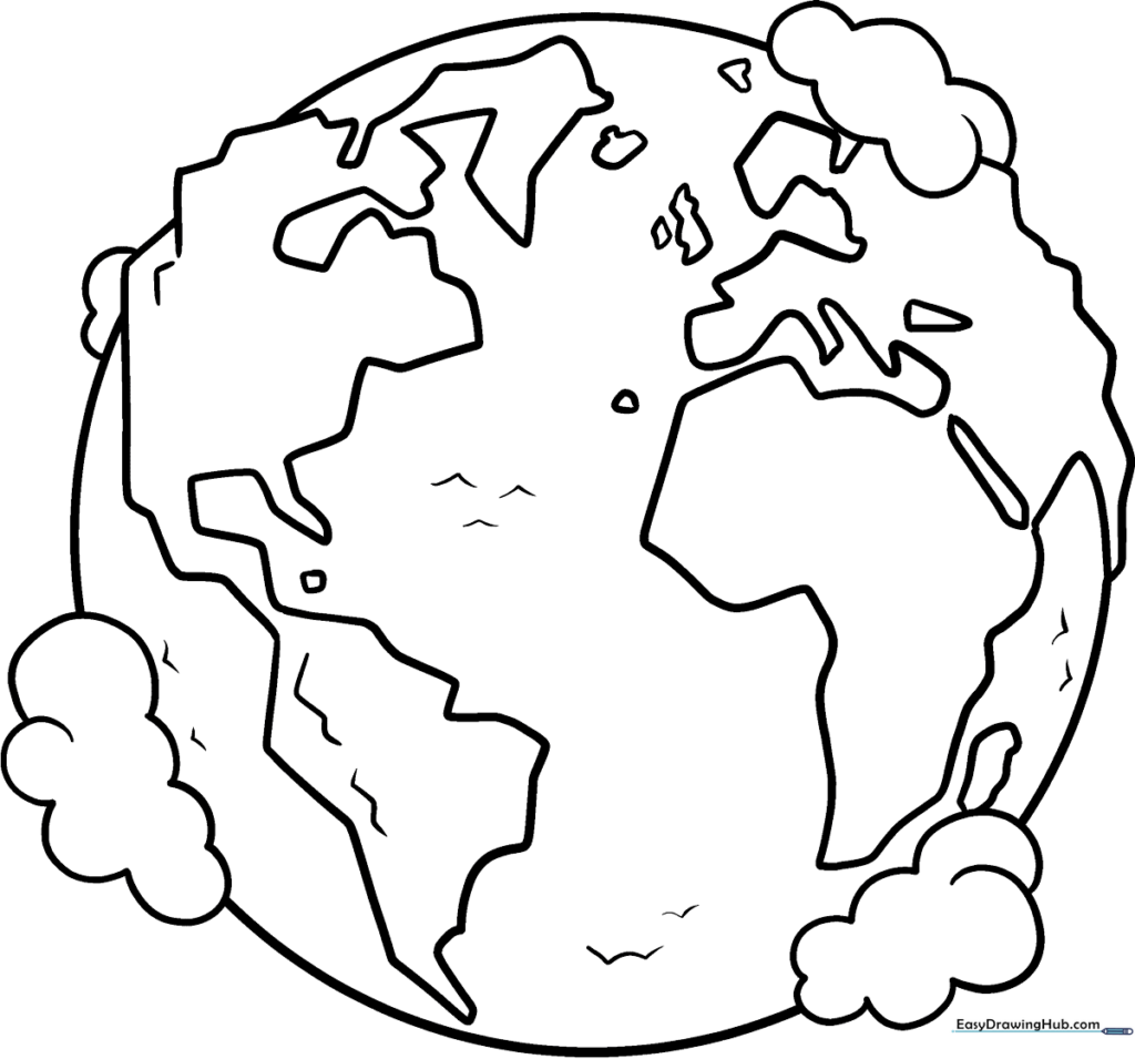 Cartoon Earth Coloring Page