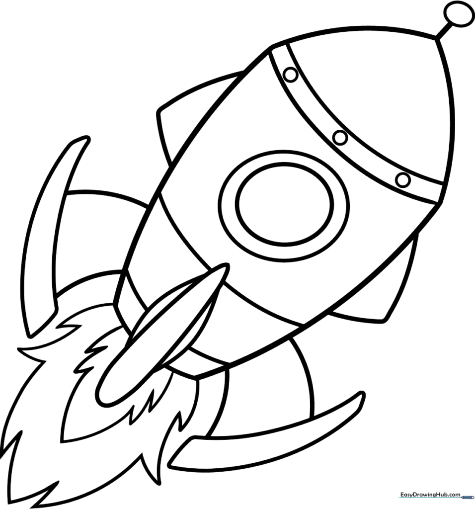 Cartoon Spaceship Coloring Page