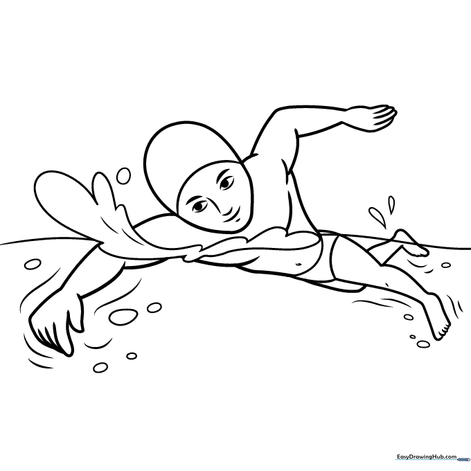Boy Swimming Coloring Sheet