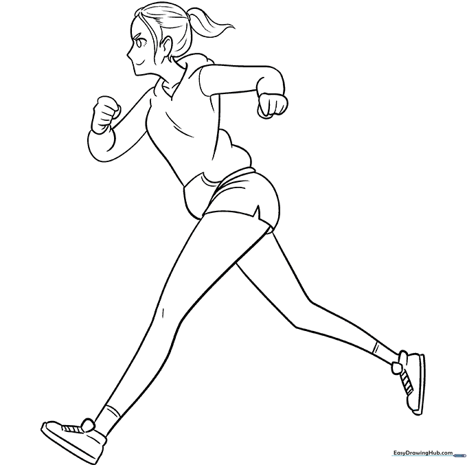 Running Anime Girl Coloring Sheet