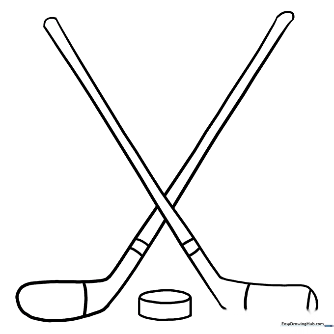 Crossed Hockey Sticks Coloring Sheet