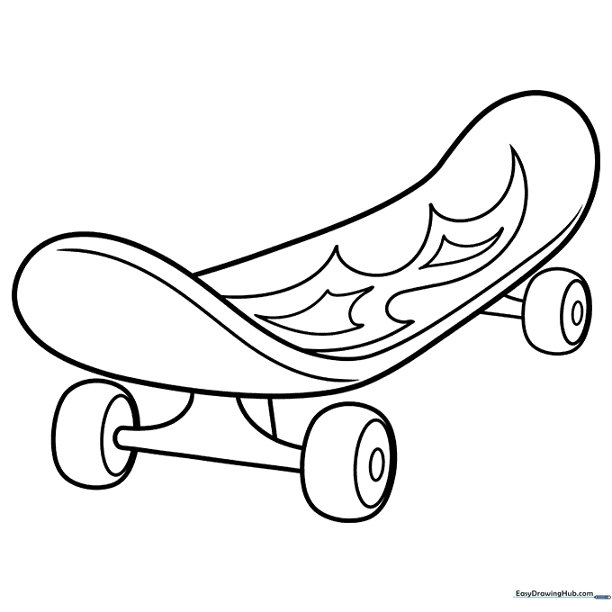 Cartoon Skateboard Coloring Sheet