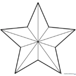 A clean, bold-lined five-pointed star illustration on a white background, designed for children to practice coloring within the lines.
