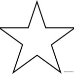 A clean, bold-lined five-pointed star illustration on a white background, optimized for children to color with crayons or markers.