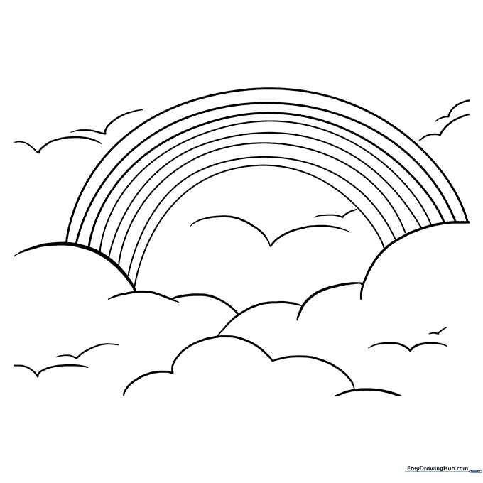 Rainbow Scene Coloring Page
