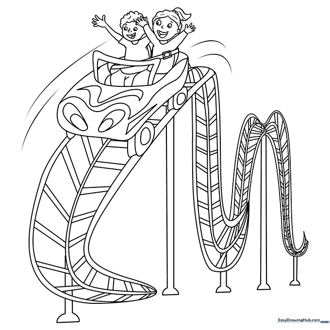 Roller Coaster Coloring Page