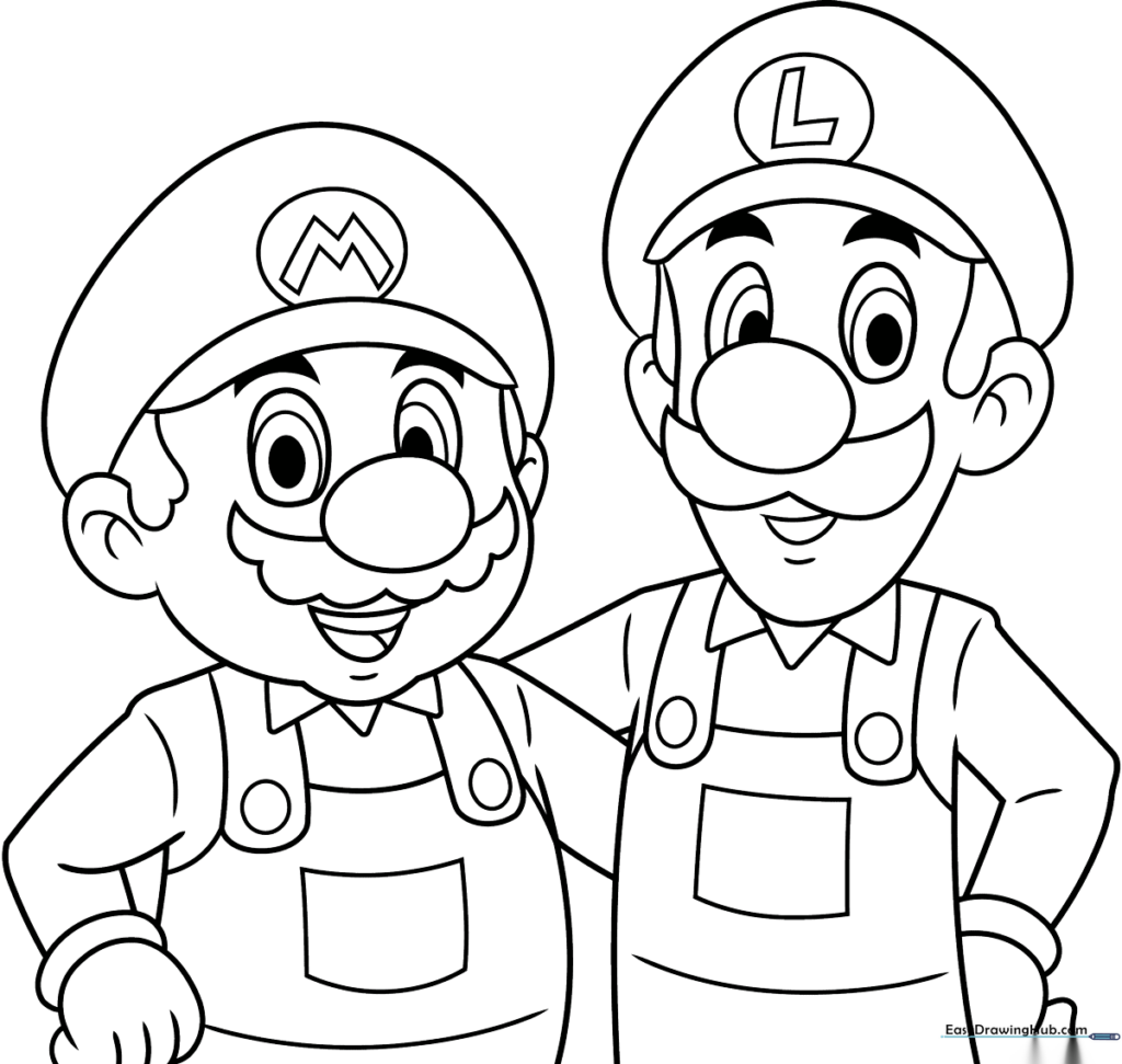 Mario and Luigi Coloring Sheet