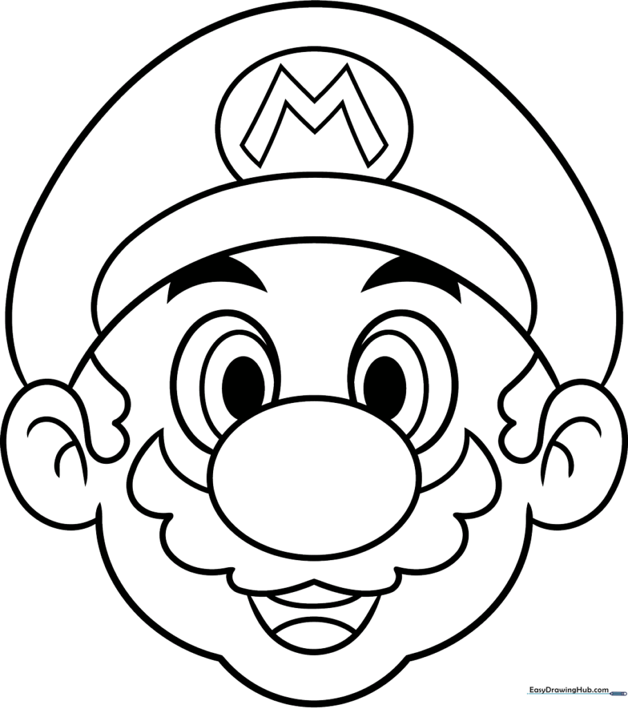 Easy Mario Face Coloring Sheet