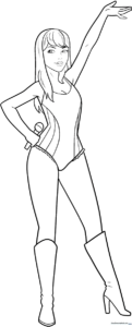 Black and white line art illustration of Taylor Swift, featuring clear outlines for easy coloring and artistic customization.