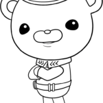 Black and white line art of Captain Barnacles from The Octonauts, featuring clear outlines for easy coloring by young children.