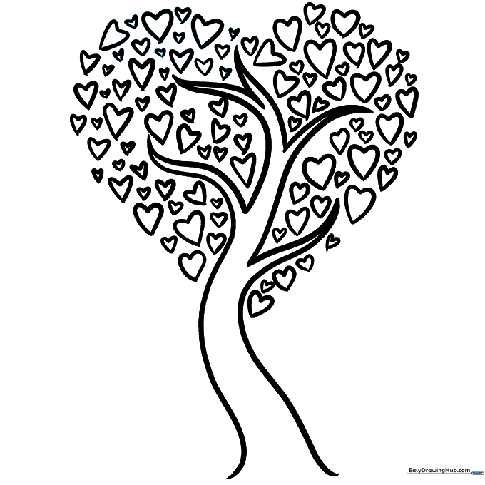 Heart Tree Coloring Sheet