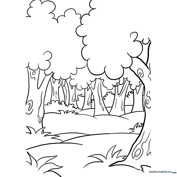 Cartoon Forest Coloring Sheet