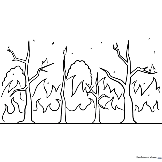 Forest Fire Coloring Sheet