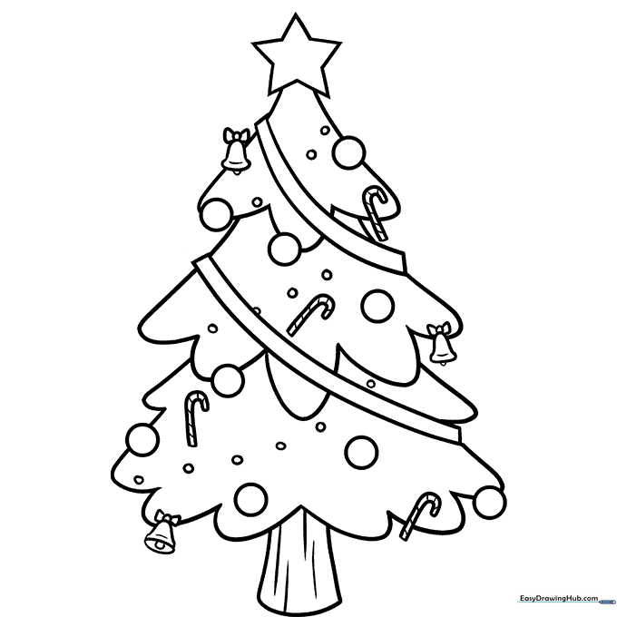 Easy Christmas Tree Coloring Sheet