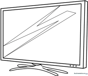 Simple line art of a vintage-style television set with a blank screen, perfect for children to color and customize.