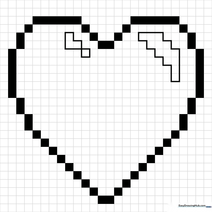 Heart Pixel Art Coloring Sheet