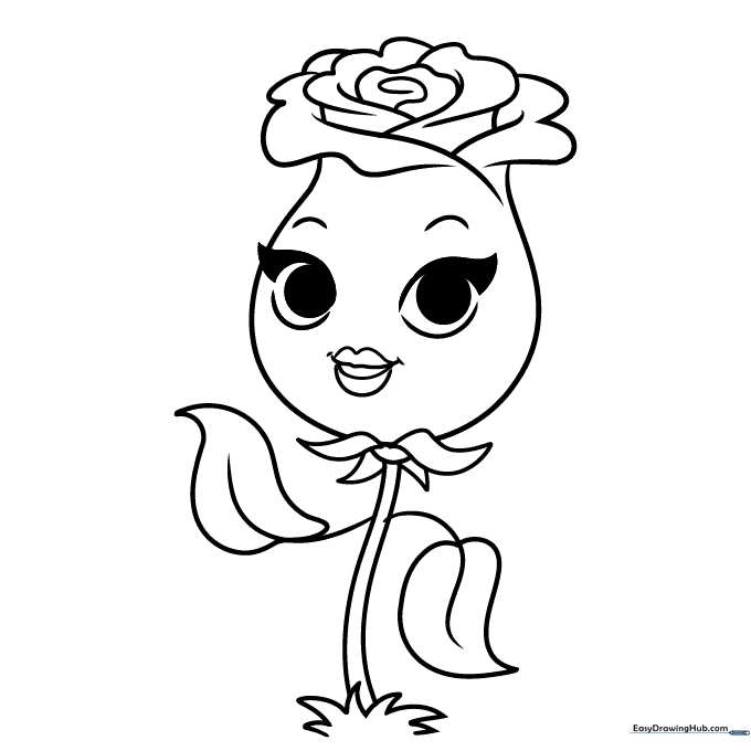 Cartoon Rose Coloring Sheet