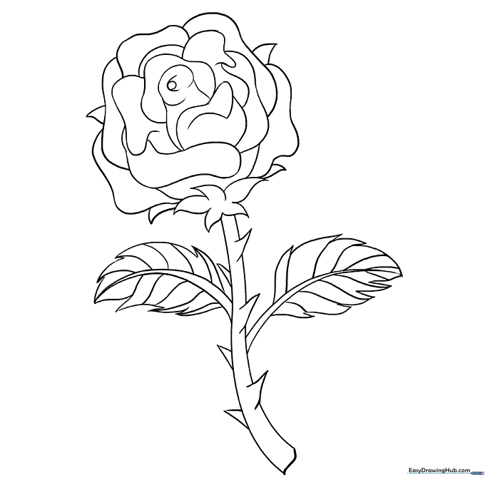 Rose with Stem Coloring Sheet