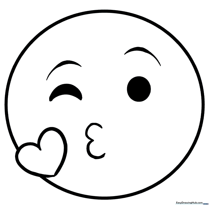 Kiss Emoji Coloring Sheet