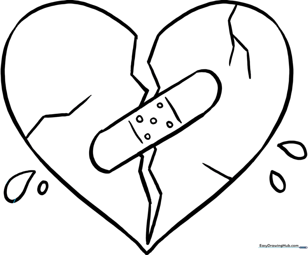 Sad, Broken Heart Coloring Sheet
