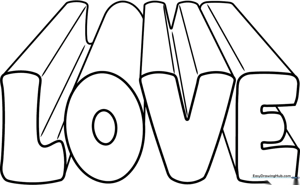 LOVE Letters in One-Point Perspective Coloring Sheet
