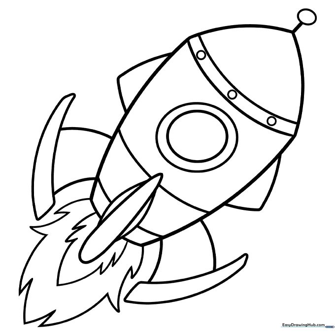 Cartoon Spaceship Coloring Page