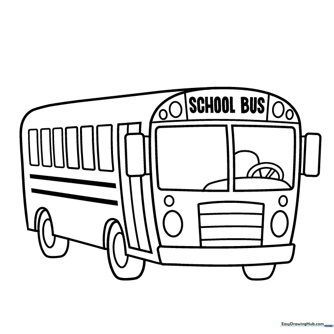 Cartoon School Bus Coloring Page