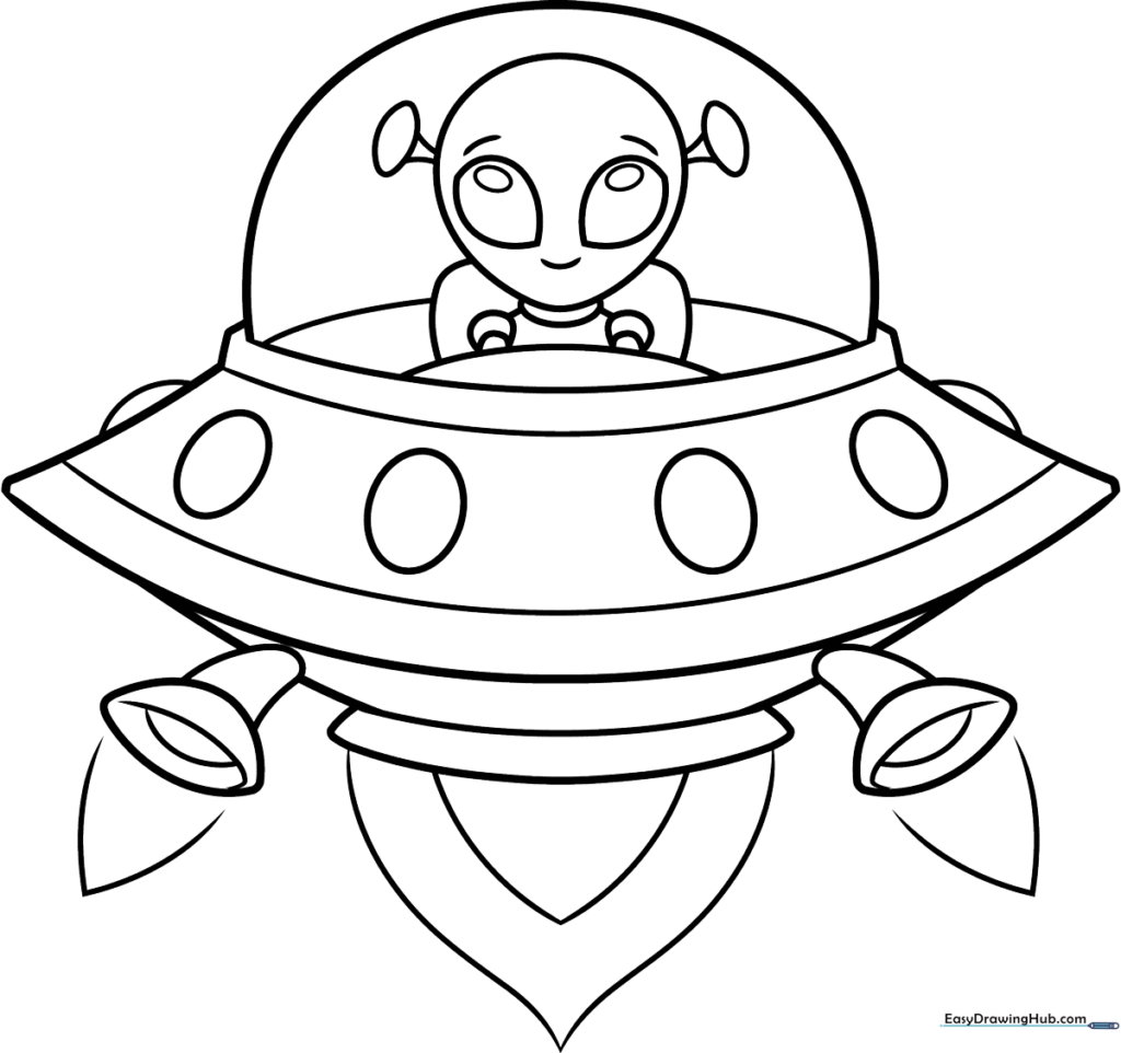 Alien Spaceship Coloring Page