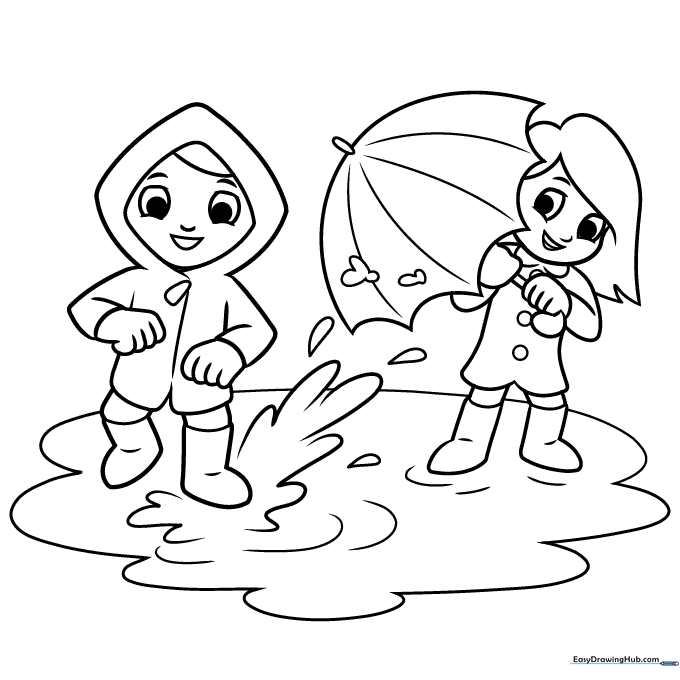Stepping in a Puddle and Splashing your Friends Coloring Sheet