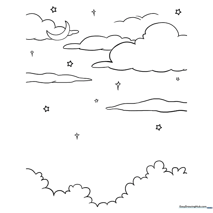 Night Sky Coloring Sheet
