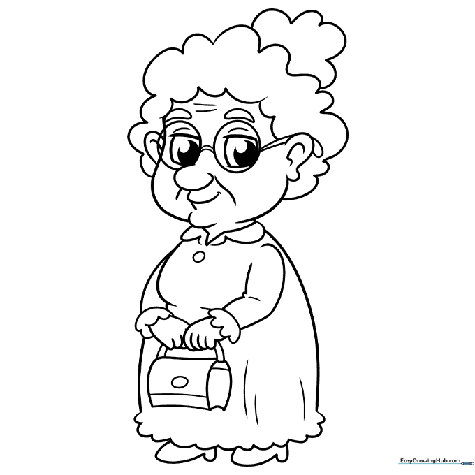 Cartoon Grandma Coloring Sheet