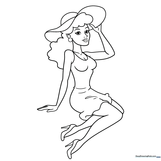 Pinup Girl Coloring Sheet