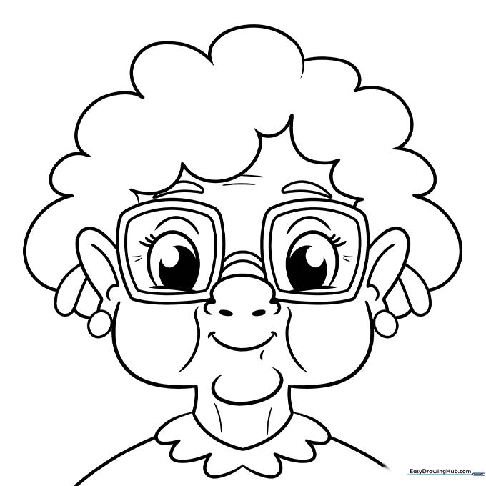 Grandma Face Coloring Sheet