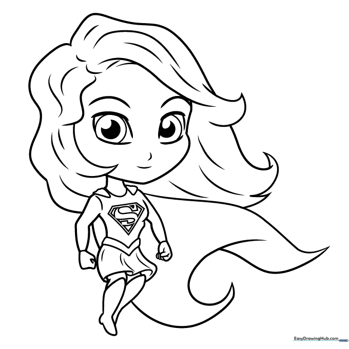 Chibi Supergirl Coloring Sheet