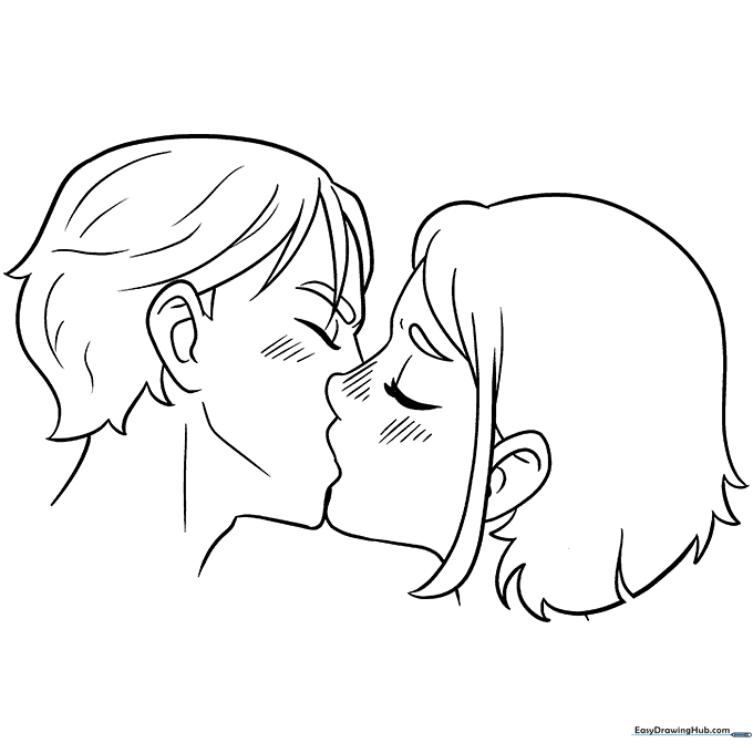 People Kissing Coloring Sheet