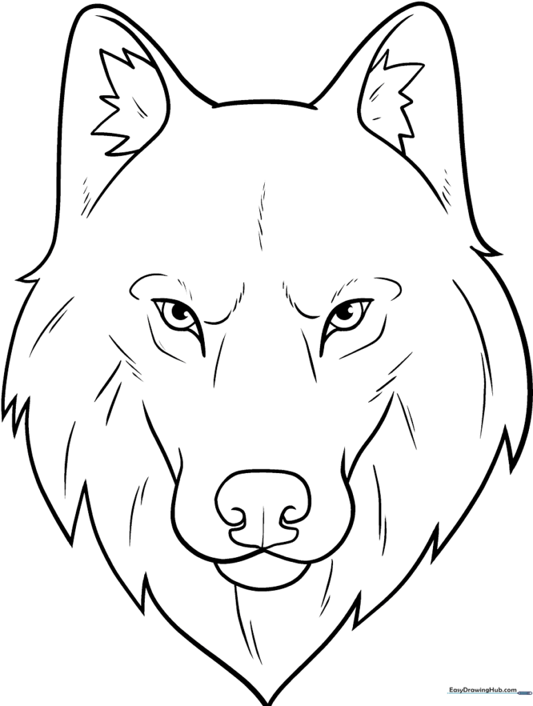 Wolf Face and Head Coloring Sheet